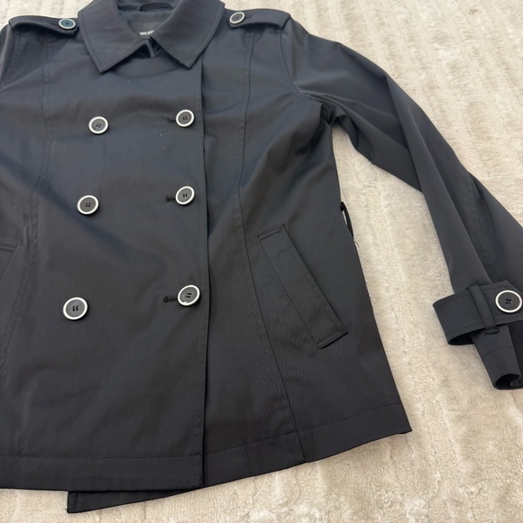 Weatherproof Garment Company Black Double Breasted Trench Rain Coat Size Medium - Picture 3 of 7